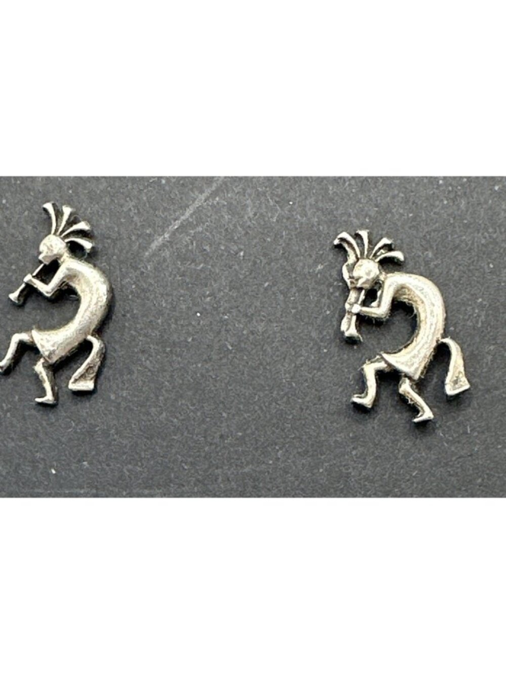 Vintage Sterling Silver Dancing Kokopelli Stud Earrings 15mm